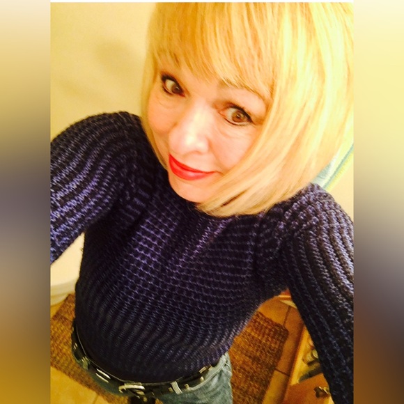 Blue & Midnight Knit Sweater Anthropologie Style Size Small - Picture 1 of 10